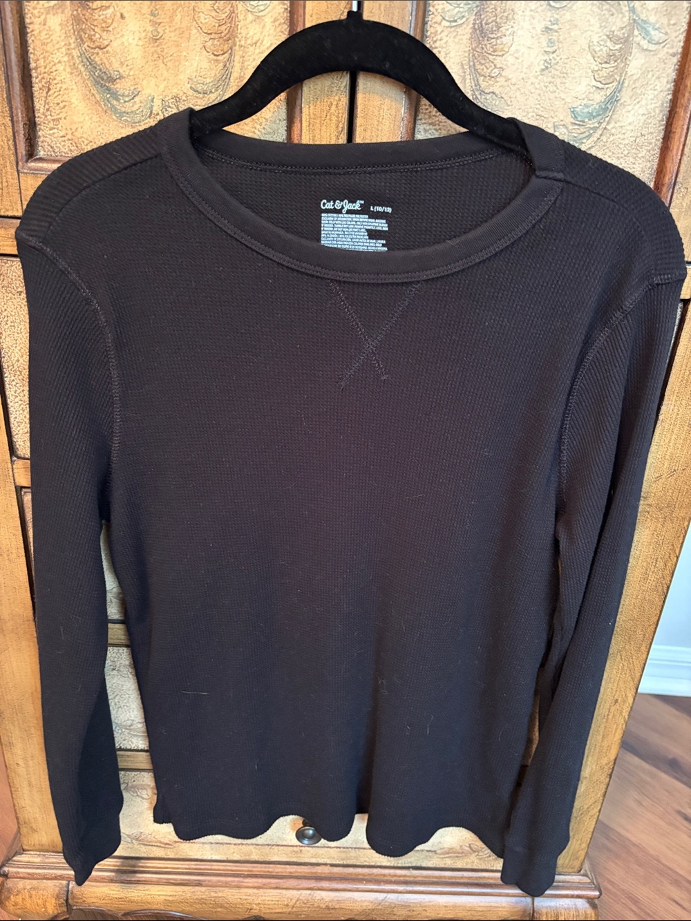 Cat & Jack Boys Black Waffle Knit Sz L